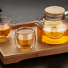 2-in-1 Teekanne und Teezubereiter mit passenden Tassen/ Glaskanne und Gläser für Tee
