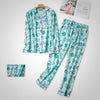 Klassischer Damen Pyjama mit All-Over-Print aus Baumwolle