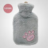 Wärmflasche mit Kordsamtbezug und Katzenmotiv/ Kuschel-Bettflasche für Katzenfans
