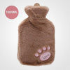 Wärmflasche mit Kordsamtbezug und Katzenmotiv/ Kuschel-Bettflasche für Katzenfans